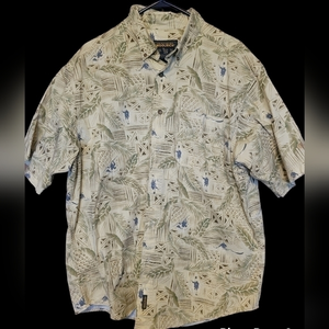 Vintage Woolrich Sports Theme‎ Short Sleeve Shirt - Made in USA - Cotton -XL